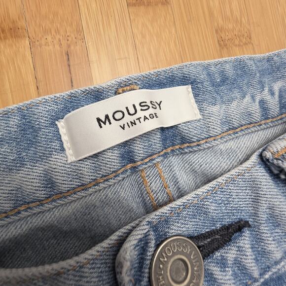 Moussy Vintage Jeans Size 28 Blue Skinny Distressed Raw Hem Japan Preppy Denim - Picture 6 of 8